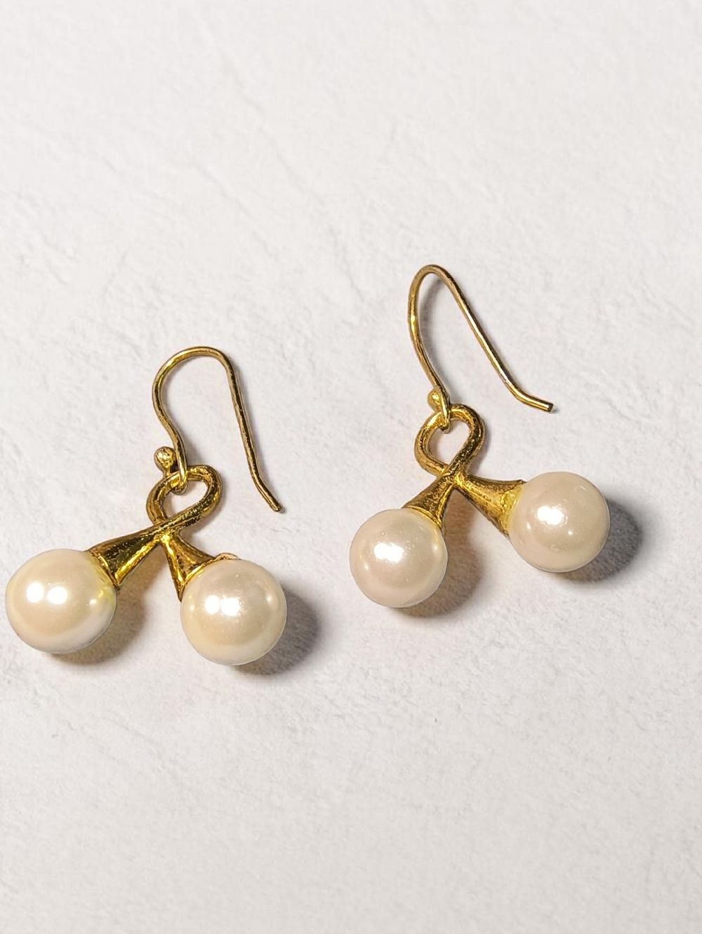 Faux Pearl And Gold-Finished Sterling Silver Contemporary Pierced Earrings